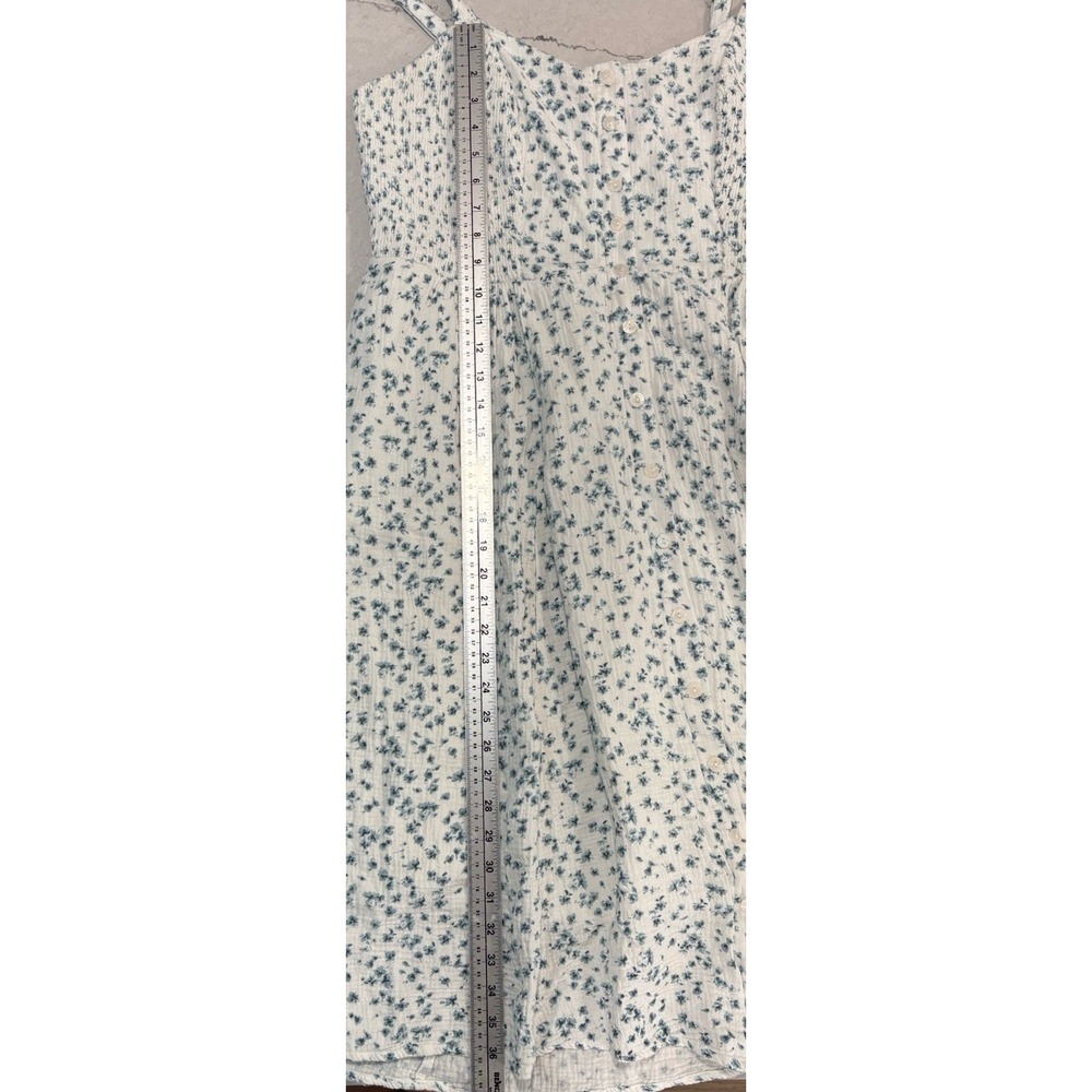 TORRID Size 2 2X Faux Button Front Midi Dress Smocked Crinkle Gauze Blue Floral - Picture 9 of 11